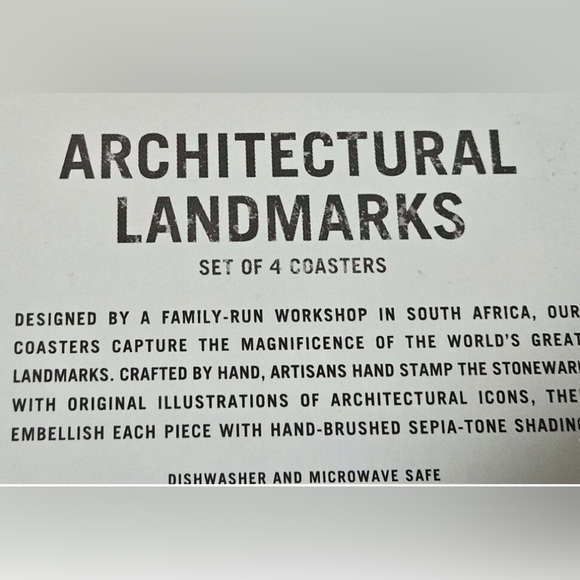 RARE 4 RESTORATION HARDWARE ARCHITECTURAL LANDMARKS BAR DRINK CERAMIC COASTERS - Picture 2 of 8